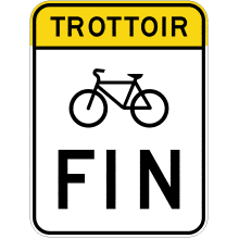 Fin de circulation permise sur trottoir