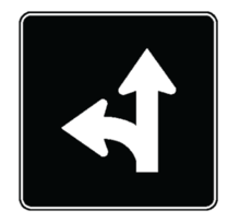 STRAIGHT THROUGH OR LEFT TURN ONLY