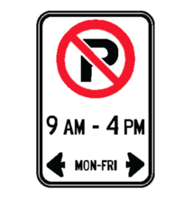 NO PARKING with days and times