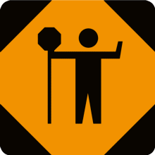 TRAFFIC CONTROL PERSON AHEAD