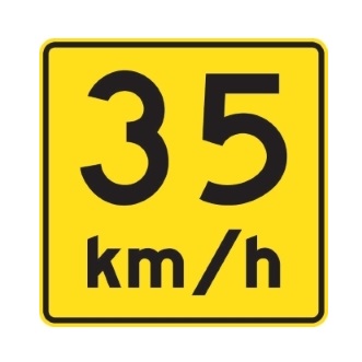 Panonceau vitesse recommandée 35 km/h