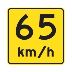 Panonceau vitesse recommandée  65 km/h