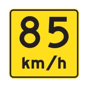 Panonceau vitesse recommandée  85 km/h