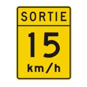 Vitesse recommandée sortie  15 km/h