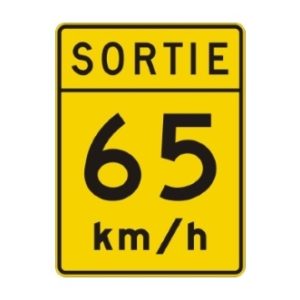 Vitesse recommandée sortie  65 km/h