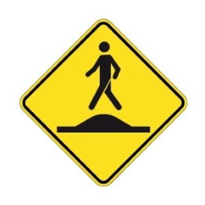 Signal avancé de passage pour piétons sur dos d'âne