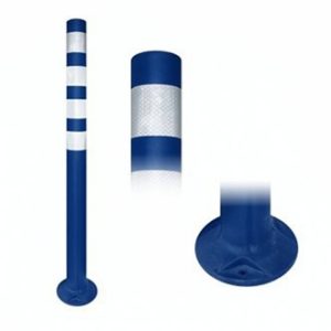 Délinéateur flexible à base intégrée BLEU 4 bandes blanches G.D.