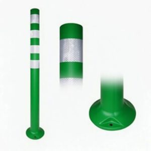 Délinéateur flexible à base intégrée VERT 4 bandes blanches G.D.