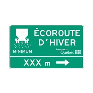 Écoroute d'hiver, flèche à droite et distance