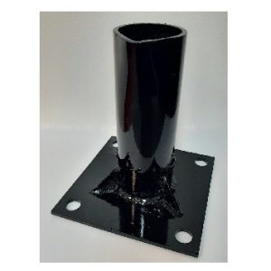 Pied de balise de 7.5 po peint noir, pour poteau rond, 4 trous