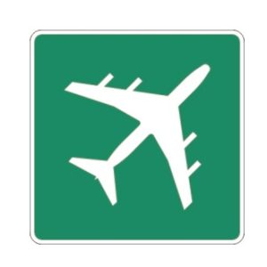 Aéroport majeur pointant à droite à 45°