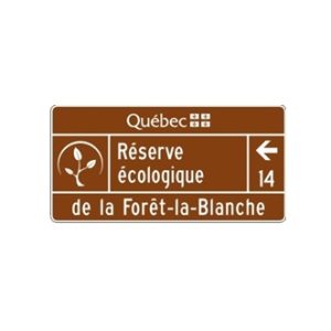 Acheminement vers une réserve écologique (direction, distance et identification)