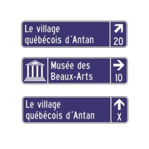 Acheminement d'équip. touristiques privés avec ou sans picto, flèche et distance