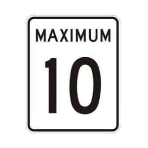 Limite de vitesse: maximum 10