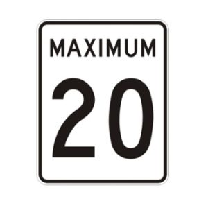 Limite de vitesse: maximum 20