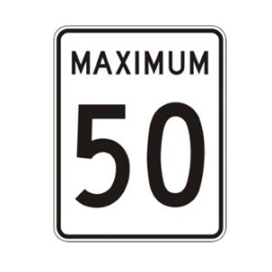 Limite de vitesse: maximum 50