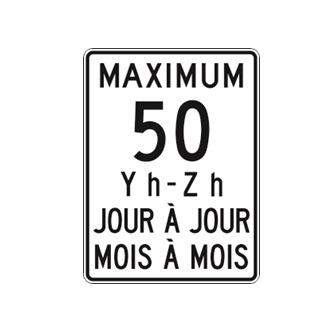 Limite de vitesse: maximum 50 km/h et période