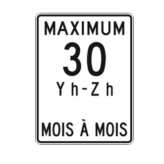 Limite de vitesse: maximum 30 km/h et période