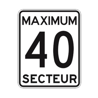 Limite de vitesse: maximum 40 dans un secteur