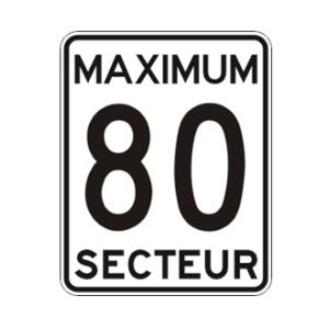 Limite de vitesse: maximum 80 dans un secteur