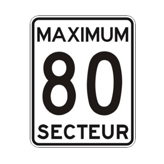 Limite de vitesse: maximum 80 dans un secteur