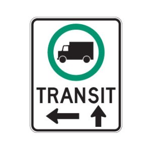 Obligation pour camions en transit d'aller tout droit ou de te tourner à gauche