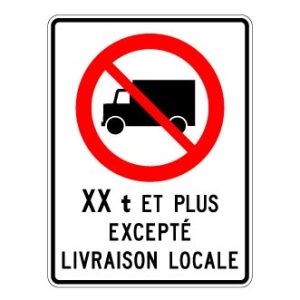 Accès interdit aux camions dépassant X tonnes