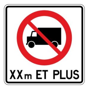 Accès interdit aux camions dépassant XX mètres