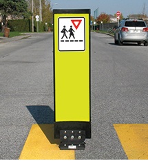 Balise PED-ZONE pour traverse piétonnière Jaune-Vert