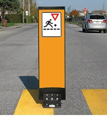 Balise PED-ZONE pour traverse piétonnière Jaune