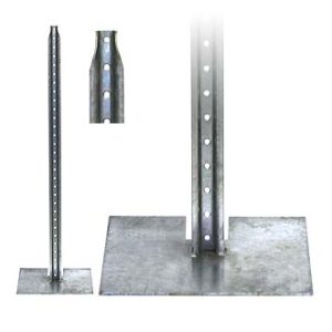 Pied de balise de 60 po. plaque 16" x 16" GALVANISÉ (PIED-5)
