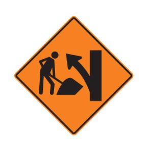 Présence de travailleurs dans une bretelle de sortie à gauche