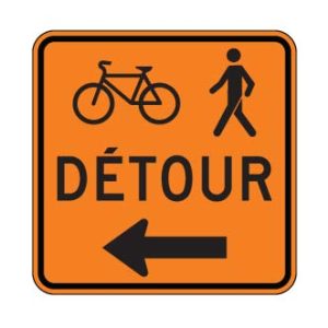 Détour pour piétons et cyclistes vers la gauche
