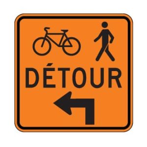 Détour pour piétons et cyclistes vers la gauche