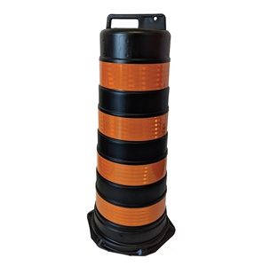 Balise conique 42"  noire avec 4 bandes oranges