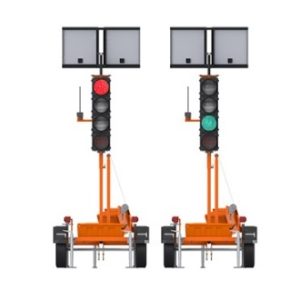 Ensemble de deux feux  de chantier sur Remorque (Communication Radio)