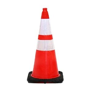 Cône de signalisation de 28 po. avec deux bandes réfléchissantes.
